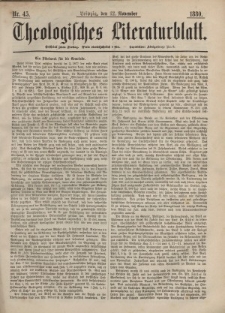 Theologisches Literaturblatt, 12. November 1880, Nr 45.