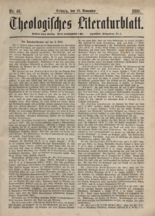 Theologisches Literaturblatt, 19. November 1880, Nr 46.