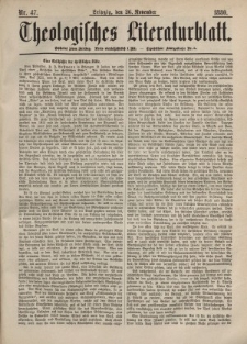 Theologisches Literaturblatt, 26. November 1880, Nr 47.