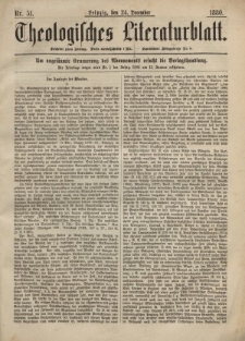 Theologisches Literaturblatt, 24. Dezember 1880, Nr 51.