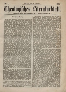 Theologisches Literaturblatt, 11. Januar 1881, Nr 1.