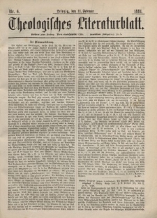 Theologisches Literaturblatt, 11. Februar 1881, Nr 6.