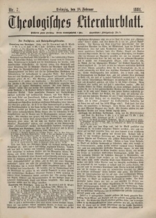 Theologisches Literaturblatt, 18. Februar 1881, Nr 7.