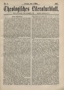 Theologisches Literaturblatt, 4. März 1881, Nr 9.