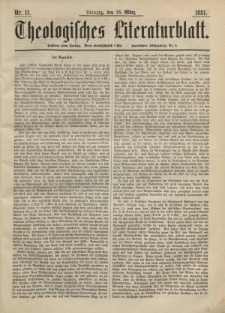 Theologisches Literaturblatt, 18. März 1881, Nr 11.