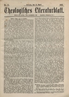 Theologisches Literaturblatt, 15. April 1881, Nr 15.