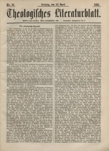Theologisches Literaturblatt, 22. April 1881, Nr 16.