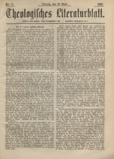 Theologisches Literaturblatt, 29. April 1881, Nr 17.