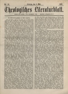 Theologisches Literaturblatt, 6. Mai 1881, Nr 18.