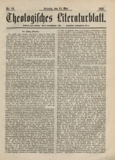 Theologisches Literaturblatt, 13. Mai 1881, Nr 19.
