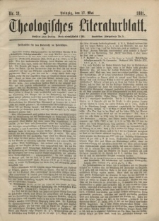 Theologisches Literaturblatt, 27. Mai 1881, Nr 21.