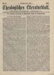 Theologisches Literaturblatt, 1. Juli 1881, Nr 26.