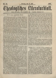 Theologisches Literaturblatt, 15. Juli 1881, Nr 28.