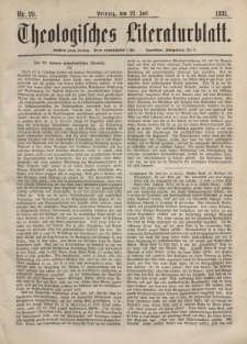 Theologisches Literaturblatt, 22. Juli 1881, Nr 29.