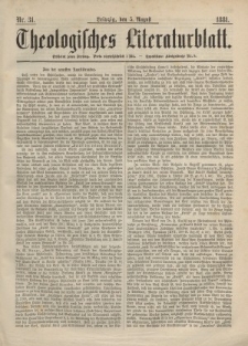 Theologisches Literaturblatt, 5. August 1881, Nr 31.