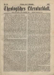Theologisches Literaturblatt, 9. September 1881, Nr 36.