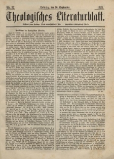 Theologisches Literaturblatt, 16. September 1881, Nr 37.