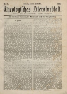 Theologisches Literaturblatt, 30. September 1881, Nr 39.