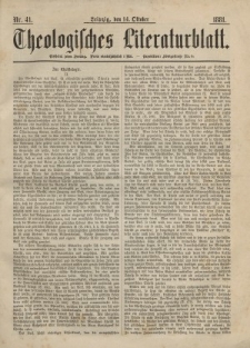 Theologisches Literaturblatt, 14. Oktober 1881, Nr 41.