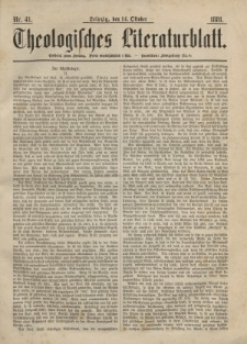 Theologisches Literaturblatt, 14. Oktober 1881, Nr 41.