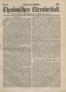Theologisches Literaturblatt, 4. November 1881, Nr 44.