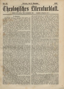 Theologisches Literaturblatt, 11. November 1881, Nr 45.