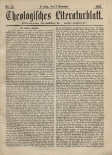 Theologisches Literaturblatt, 18. November 1881, Nr 46.