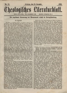 Theologisches Literaturblatt, 23. Dezember 1881, Nr 51.