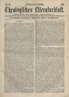 Theologisches Literaturblatt, 30. Dezember 1881, Nr 52.