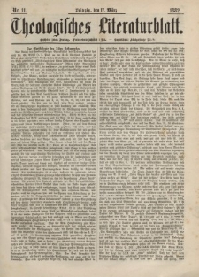 Theologisches Literaturblatt, 17. März 1882, Nr 11.