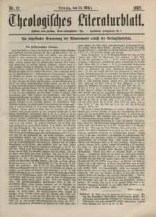 Theologisches Literaturblatt, 24. März 1882, Nr 12.