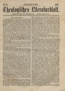 Theologisches Literaturblatt, 14. April 1882, Nr 15.