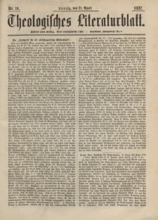 Theologisches Literaturblatt, 21. April 1882, Nr 16.