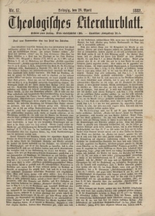 Theologisches Literaturblatt, 28. April 1882, Nr 17.