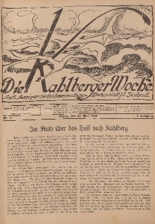 Die Kahlberger Woche Nr. 2, 22. Mai 1926, 1. Jahrgang