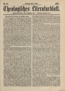 Theologisches Literaturblatt, 2. Juni 1882, Nr 22.