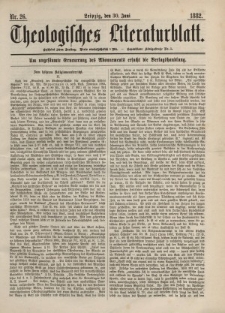Theologisches Literaturblatt, 30. Juni 1882, Nr 26.