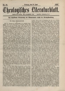 Theologisches Literaturblatt, 30. Juni 1882, Nr 26.