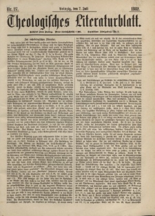 Theologisches Literaturblatt, 7. Juli 1882, Nr 27.