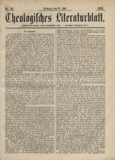 Theologisches Literaturblatt, 28. Juli 1882, Nr 30.
