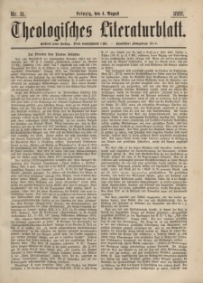 Theologisches Literaturblatt, 4. August 1882, Nr 31.
