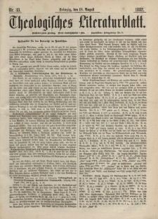 Theologisches Literaturblatt, 18. August 1882, Nr 33.