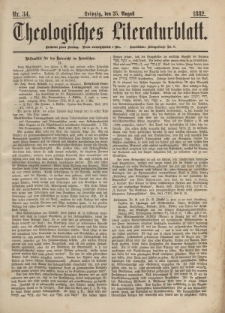 Theologisches Literaturblatt, 25. August 1882, Nr 34.