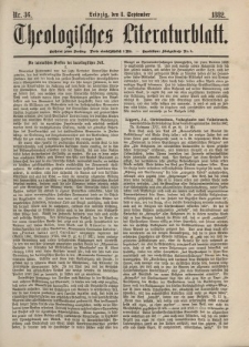 Theologisches Literaturblatt, 8. September 1882, Nr 36.