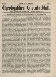 Theologisches Literaturblatt, 29. September 1882, Nr 39.