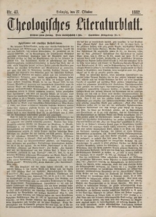 Theologisches Literaturblatt, 27. Oktober 1882, Nr 43.