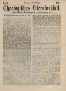 Theologisches Literaturblatt, 10. November 1882, Nr 45.