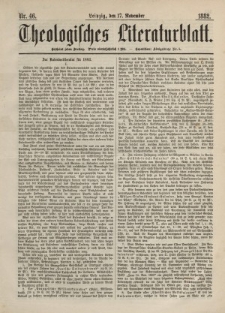 Theologisches Literaturblatt, 17. November 1882, Nr 46.