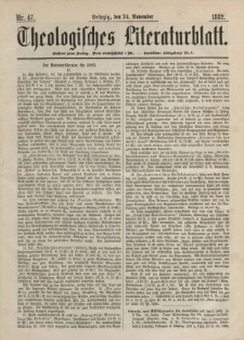 Theologisches Literaturblatt, 24. November 1882, Nr 47.