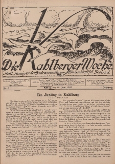 Die Kahlberger Woche Nr. 5, 12. Juni 1926, 1. Jahrgang